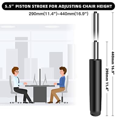 5.5 inch Office Chair Gas Lift Cylinder- Replacement Parts,Universal Size Fits Most Chairs,Heavy Duty Gas Lift Hydraulic/Pneumatic Piston (Black) - Image 2