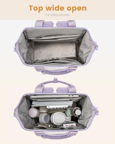 LOVEVOOK Extra Large Backpack for Women, 18 Inch Travel Laptop Backpack with USB Charging Port, Teacher Doctor Nurse Work Bags, College Computer Backpack Purse, Wide Open Carry On Travel Bag, Purple - Image 5