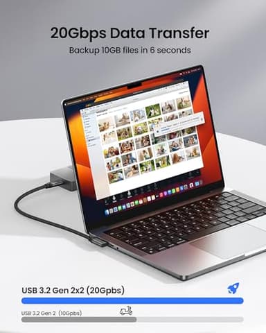 Silkland USB C Monitor Display Cable Right Angle 6.6FT/2M [5K/4K@60Hz 8K@30Hz], 90 Degree USB C 3.2 Gen 2x2 Video Cable, 20Gbps Data Transfer, 240W Fast PD Compatible for MacBook, iPad, iPhone 16 - Image 5