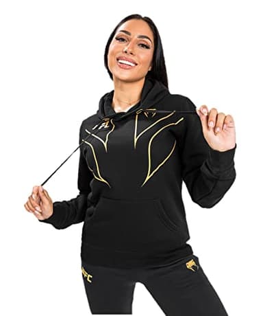 Venum Women's Standard UFC Fight Night 2.0 Replica Hoodie, Black/Gold, Medium - Image 1