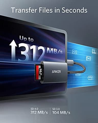 Anker USB-C SD 4.0 Card Reader, PowerExpand+ 2-in-1 Memory Card Reader, for SDXC, SDHC, MicroSD, MMC, RS-MMC, Micro SDXC, Micro SDHC, UHS-II, and UHS-I - Image 4