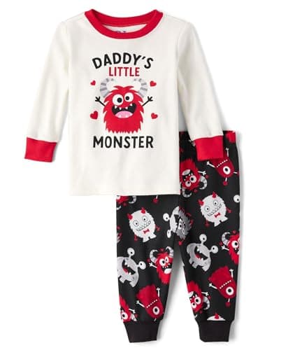 The Children's Place,Baby Boys,and Toddler Long Sleeve Top and Pants Snug Fit 100% Cotton 2 Piece Pajama Set,Daddys Monster,2 Years - Image 1
