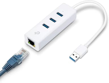 TP-Link USB 3.0 to Ethernet Adapter (UE330) - Portable 3-Port USB Hub with 1 Gigabit RJ45 Ethernet Port, Laptop Network Adapter, Supports Win 7/8/8.1/10, Mac OS X (10.6-10.14), Linux OS and Chrome OS - Image 1