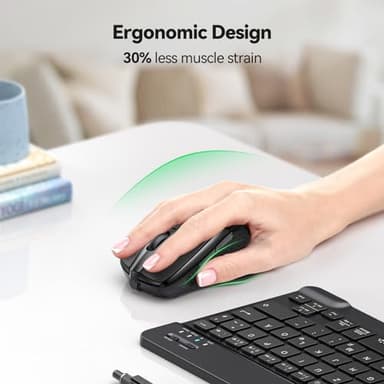 TECKNET Wireless Silent Mouse, Quiet Click, 2.4G Optical Cordless Mouse, 6 Adjustable 4000 DPI, Computer Mice for Laptop, Chromebook - Black - Image 8