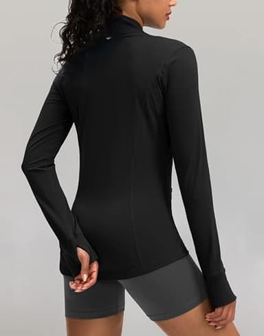 G Gradual Women's Zip Up Workout Jackets with Pockets Slim Fit Cottony Soft Jacket for Running Athletic Yoga (Black,M) - Image 3