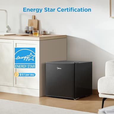 Midea WHS-65LB1 Compact Single Reversible Door Refrigerator, 1.6 Cubic Feet(0.045 Cubic Meter), Black - Image 4