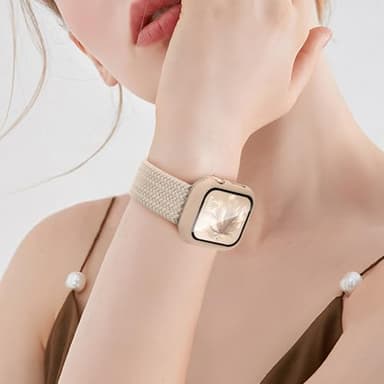 Braided Stretchy Band Compatible for Apple Watch Band and Case 40mm 41mm 42mm 44mm 45mm 46mm, Nylon Elastic Solo Loop and Protective Cover with Screen Protector for iWatch Series 11 10 9 8 7 SE 6 5 4 - Image 7