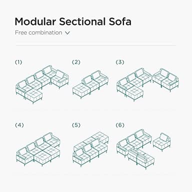 Acanva Convertible Modular Sectional Sofa, Mid-Century Modern Minimalist Free Combination U/L Shaped Reversible Couch for Living Room, Single Chair, Grey - Image 6