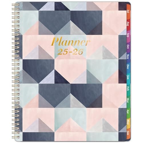 2025-2026 Planner - 9" x 11" JULY 2025 - JUNE 2026, Weekly & Academic Monthly Planner 2025-2026, Twin-Wire Binding，Thick Paper, Back Pocket with 12 Monthly Tabs - Image 1