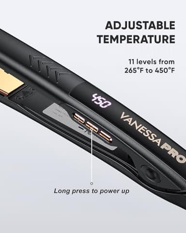 VANESSA PRO Flat Iron Hair Straightener, 100% Pure Titanium Flat Iron for One Pass to Achieve a Sleek Look, Curls Beautifully & Straightens Well - 1 inch - Image 7