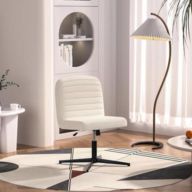 VECELO Armless Criss Cross Chair Legged No Wheels, Swivel Height Adjustable Fabric Wide Seat for Make Up/Bedroom/Small Space - Image 7