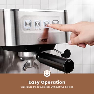 Gevi Espresso Machine 20 Bar, Coffee Machine with Milk Frother, Stainless Steel Espresso Maker for Cappuccino, Latte, Silver - Image 4