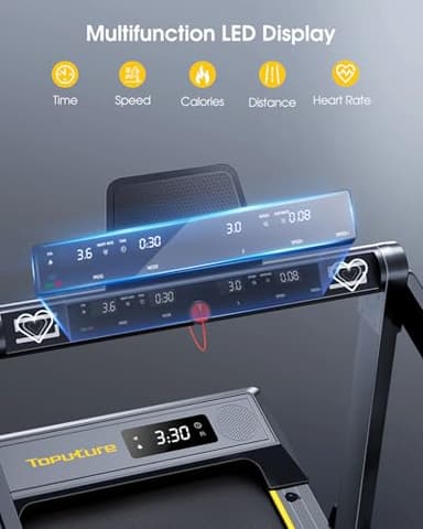 TOPUTURE Walking Pad Treadmill with 12% Incline, 4 in 1 Folding Treadmill for Home/Office with Handle Bar, 2.5HP Under Desk Treadmills Portable Walking Pad with App & Bluetooth Speaker, 0.6-10MPH - Image 5