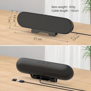 ZETIY USB Monitor Speaker, Portable Computer Soundbar for PC, Laptop, Desktop, Phone, Notebook - Plug and Play (Black) - Image 6