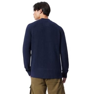 Cross-eyed Moose Men's Refractor Crew Neck Mix Knit Stitch Sweater Pullover Standard, Navy Blazer - Image 3