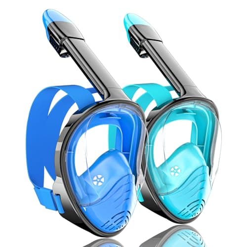 QingSong Full Face Snorkel Mask for Adults, Snorkeling Gear with Camera Mount, 180 Degree Panoramic View Snorkel Set Anti-Fog Anti-Leak - Image 1