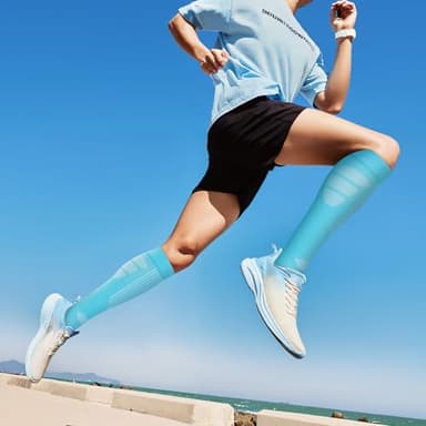 fenglaoda Compression Socks Women Men 6 Pairs, Knee High Best Support Circulation Socks for Running, Travel, Flight, Nurse - Image 4