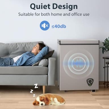 3.5 Cu.Ft Small Chest Freezer, Mini Deep Freezer with Removable Basket, Adjustable Temperature, Free Standing Top Open Door Energy Efficient Compact Freezer for Apartment, Home, Office, Garager，Gray - Image 7