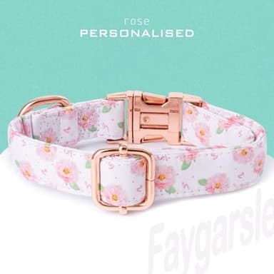 Faygarsle Pink Rose Pattern Dog Collar for Small Medium Large Dogs Cute Puppy Collars for Female Dogs for Summer Spring Wedding Necklace Girl Dog Collar L - Image 3
