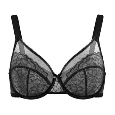 HSIA Minimizer Bras for Women Enchante Full Coverage Underwire Bras Plus Size Lifting Floral Lace Bra for Heavy Breast Black - Image 3