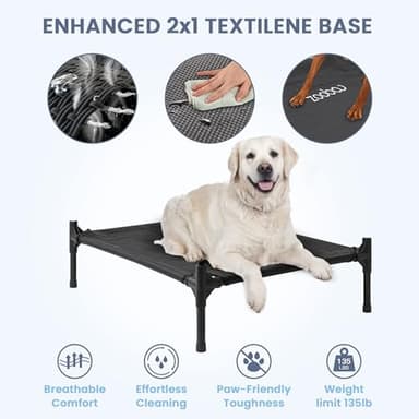 Zooba 36" Large Dog House for Large Dog Indoor or Outside, Weatherproof 600D PVC Outdoor, Featuring Breathable 2x1 Textilene Elevated Dog Bed, Easy Clean（Grey） - Image 3