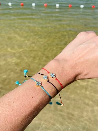 Lucky Charm String Bracelet - Adjustable Black String and Clover Charm Bracelet - Friendship, Protection, and Good Luck Jewelry (Black, Clover) Wish Bracelet for someone special - Image 7