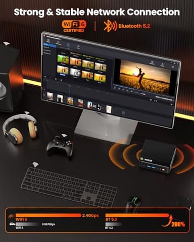 Beelink Mini PC SER5 Pro, AMD Ryzen 7 5825U (Up to 4.5GHz), 16GB DDR4 RAM 500GB SSD, Radeon 8CUs Graphics, WiFi 6/ BT5.2/ DP+USB-C+HDMI 4K Triple Display/ USB3.2/2.5G LAN Home/Office Desktop Computer - Image 5