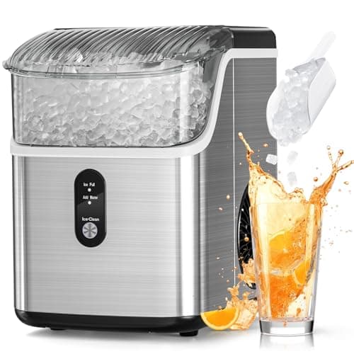 Antarctic Star Nugget Ice Makers Countertop, Pebble Ice Machine with Chewable Pellet Ice, 34Lbs/24H, Self-Cleaning, Sonic Ice, One-Click Operation, for Kitchen,Office Stainless Steel Silver - Image 1