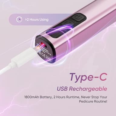 Haroopet Electric Foot Callus Remover, 2in1 Rechargeable Foot File Callus Remover for Feet, 9 Speeds Foot Scrubber Dead Skin Pedicure Tools for Feet Heel Scraper for Cracked Heels with Sandpaper Discs - Image 6