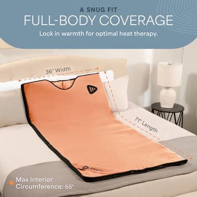 Lifepro RejuvaWrap Infrared Sauna Blanket for Detox & Relaxation – Available in 5 Colors & 3 Models – Portable Far Infrared at Home Sauna for Muscle Relief, Circulation & Recovery – 9 Heat Levels - Image 6