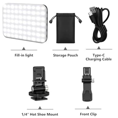 Hagibis LED Camera Light - Portable Photography Lighting with 60 LED, 2200mAh Rechargeable Battery, 7 Modes, 10-Level Brightness, Clip-on Light for Phone/Tablet/Laptop - Image 7
