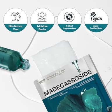 Mediheal Madecassoside Essential Sheet Mask Blemish Repair 10 pcs. 98% Purity Madecassoside & Hyaluronic Acid Included. Enhancing Moisture Barrier & Skin Texture Care. Vegan Formula Sheet Mask - Image 5