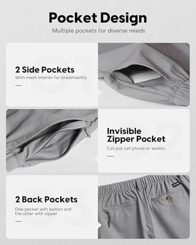 maamgic Men's 5 Inseam Shorts Casual Classic Fit Short Men with Multi-Pocket Mens Workout Shorts Hybrid Quick Dry Shorts Grey X-Large - Image 4