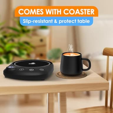 KitchekShop Coffee Mug Warmer - Fastest Heating & Highest Temperature, Coffee Cup Warmer for Desk Auto Shut Off, 4 Temp Settings & 1-12H Timer, Smart Electric Beverage Warmer for Coffee, Tea (Black) - Image 5