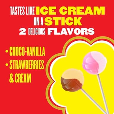 Chupa Chups Cremosa Lollipop Assortment, 2 Ice Cream Flavors, Individually Wrapped Candy for Kids, 10.5 Oz Bag (25 Suckers) - Image 7