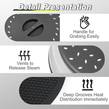 MAGJIUKE 12" Microwave food Cover & Mat,Large Vented Collapsible Splatter Guard dish Plate lid & Silicone Round Kitchen mat - Image 6