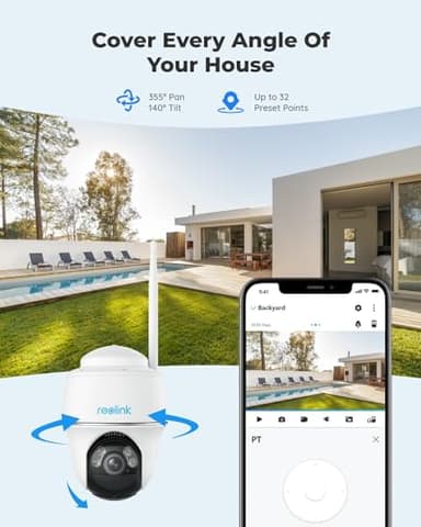 REOLINK Security Camera Wireless Outdoor, Pan Tilt Solar Powered, 5MP 2K+ Color Night Vision, 2.4/5GHz WiFi, Works with Smart Home for Surveillance, Home Hub Compatible, Argus PT + Solar Panel - Image 2