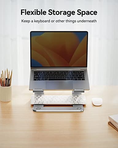 LORYERGO Laptop Stand for Desk, Laptop Riser Computer Stand for Laptop, Ergonomic Laptop Stand Desk Holder Elevator Compatible with Most 10 to 15.6 Inches Laptops, Silver - Image 6