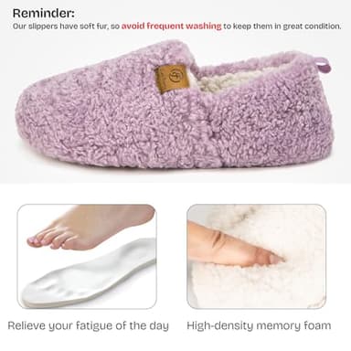EverFoams Women’s Soft Curly Full Slippers Memory Foam Lightweight House Shoes Cozy Loafer with Polar Fleece Lining Purple,9-10 US - Image 3