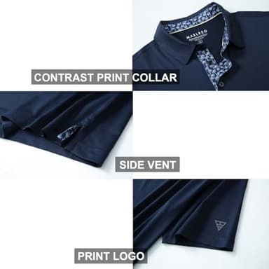 M MAELREG Golf Polo Shirts for Men Short Sleeve Performance Moisture Wicking Quick Dry Casual Collared Men’s Polo Shirts Navy - Image 4