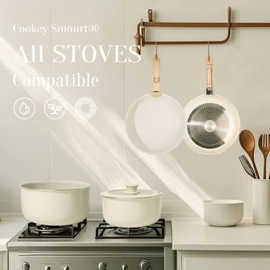 Pots and Pans Set, Non - Stick 17pcs Cookware Sets with Detachable Handles for Easy Storage and Versatile Use in Family Dinners & Daily Cooking - Image 4