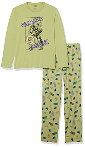 Amazon Essentials Disney | Marvel | Star Wars Men's Flannel Pajama Sleep Sets, Marvel Black Panther, Large - Image 4