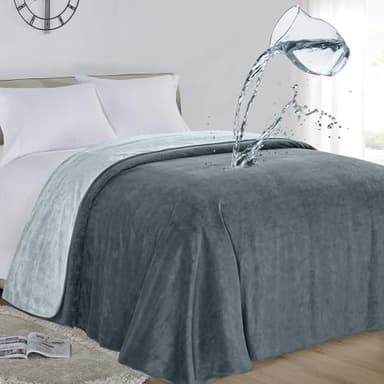 Softan Waterproof 100% Leak Proof Blanket for Baby Adults Pets Dogs Cats, Pee Proof, 3 Layer Protector for Bed, Sofa Couch and Other Furniture, 90"x90", Charcoal | Light Grey, Reversible Lightweight - Image 1