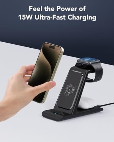 HATALKIN 3 in 1 Wireless Charging Station Compatible for Apple Products Multiple Devices Charger for Apple Watch Ultra 11 10 9 8 7 SE AirPods Pro iPhone 17 16 15 14 13 Pro Max/X/XS Fast Charger Stand - Image 4