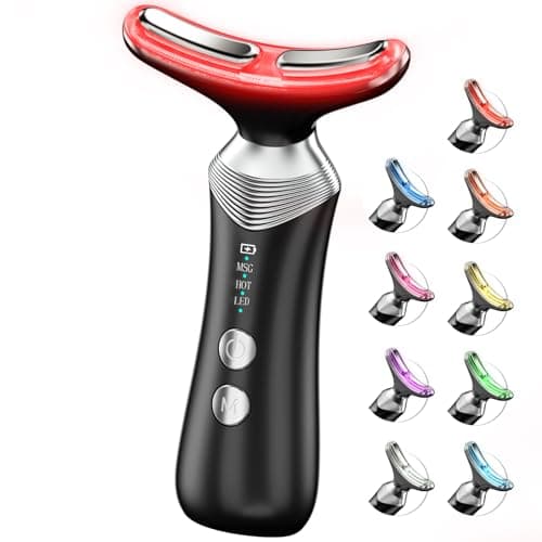 Dopsikn 9-in-1 Red-Light-Therapy-for-Face-and-Neck, Portable Facial Massager Tool with Adjustable Vibration & Thermals for Wrinkles, Double Chin, Black - Image 1