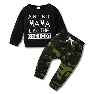 YALLET 18-24 Months Baby Boy Clothes Toddler Fall Winter Outfit Letter Print Long Sleeve Clothing 2PC Infant Hoodie Sweatshirts + Pants Set, Black - Image 1