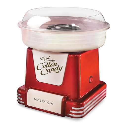 Nostalgia Cotton Candy Machine - Retro Cotton Candy Machine for Kids with 2 Reusable Cones, 1 Sugar Scoop, and 1 Extractor Head – Red - Image 1