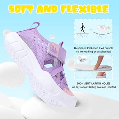 JOINFREE Girls Water Shoes Sports Aqua Athletic Sneakers Lightweight Sport Shoes Sandals Aqua for Beach/Camp/Pool Swim 7 Toddler Pink Purple - Image 5