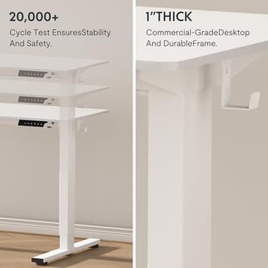 FLEXISPOT EN1 Whole Piece Standing Desk 55 x 28 Inches Stand Up Desk Workstation for Home Office (White Frame + White Top, 2 Packages) - Image 5