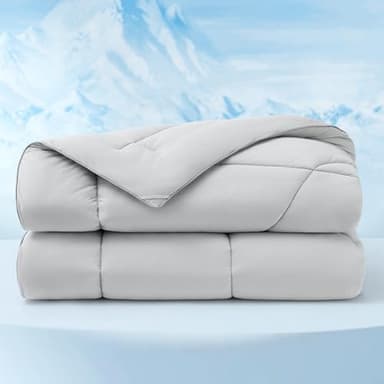 Bedsure Cooling Comforter Queen Size - Cooling Blankets for Hot Sleepers, Lightweight Comforter for Summer with Dual-Sided Cool Tech, Soft Breathable Cold Blanket for Sleeping, Grey, 88x88 Inches - Image 1